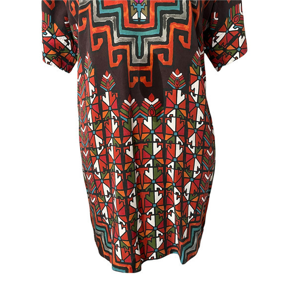 MARA HOFFMAN Dress Bolnisi Rug Tunic in Orange Multi Geometric Print Siz‎ XSmall - Picture 6 of 9